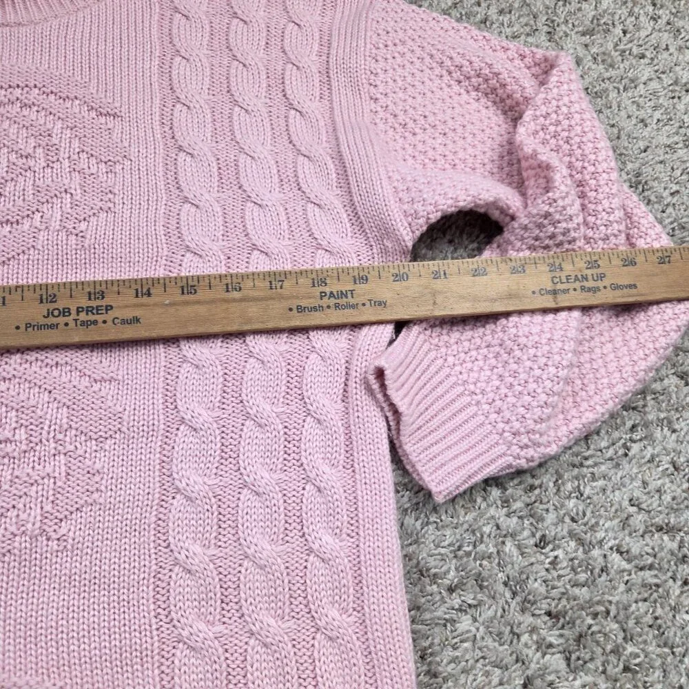 Vintage Garland Sweater Womens 18 Knit Rose Pink Made In USA Crew Long Sleeve